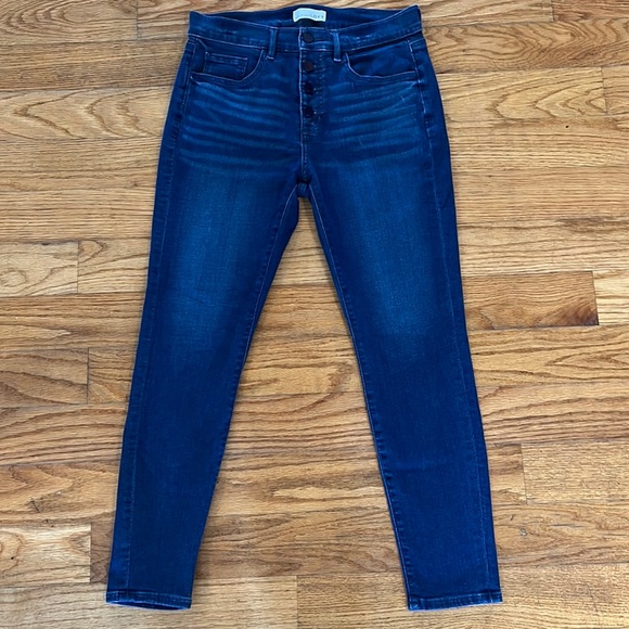 LOFT Denim - Ann Taylor LOFT Button Fly Hi Rise Petite Skinny Jeans